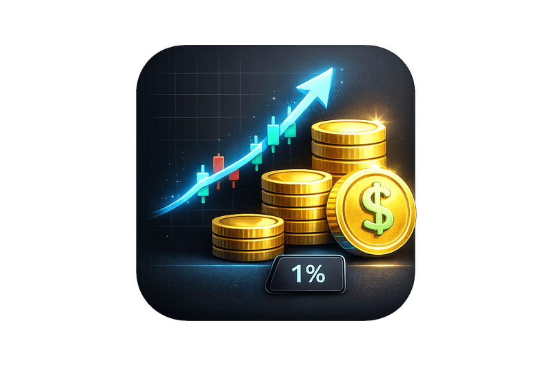 Stacked coins beside a rising chart